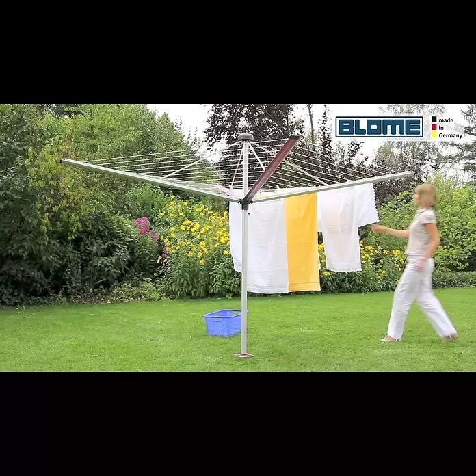 Blome Wäschespinne DuoMatic 60 Premium - Durchmesser offen: 2,91 m, Länge Wäscheleine: 60 m, Geeignet für Anzahl Waschmaschinenfüllungen: 5 Stk. - 6 Stk. - Blome Wäschespinne DuoMatic
