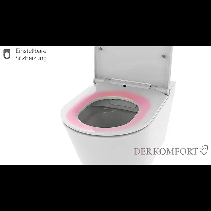 Camargue Wand-Dusch-WC-Set Moderno E-Clean - Spülrandlos, Mit schmutzabweisender Glasur, Spülform: Tief, WC Abgang: Waagerecht, Weiß - DuschWC2