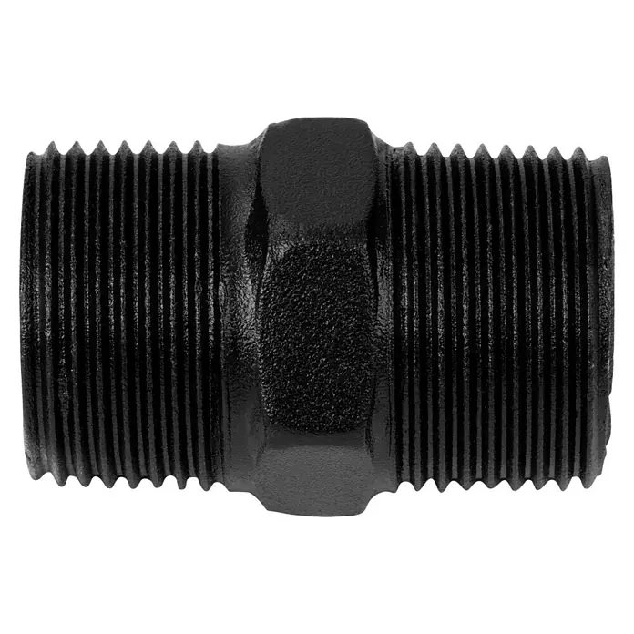 Walteco Rusticline Verbindungsmuffe Tube - Ø x L: 25 x 44 mm - Schwarzes Doppelnippel-Rohrstück mit Gewinde an beiden Enden. Ideal für Rohrverbindungen in Sanitär- und Heizungsanlagen.