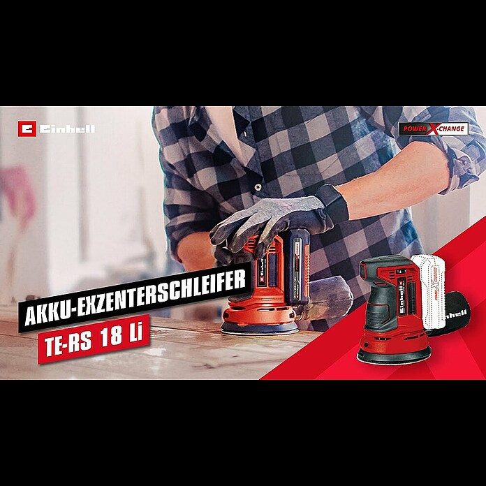 Einhell Power X-Change Akku-Exzenterschleifer TE-RS 18 Li-Solo18 V, Ohne Akku, Durchmesser Schleifteller: 125 mm Product