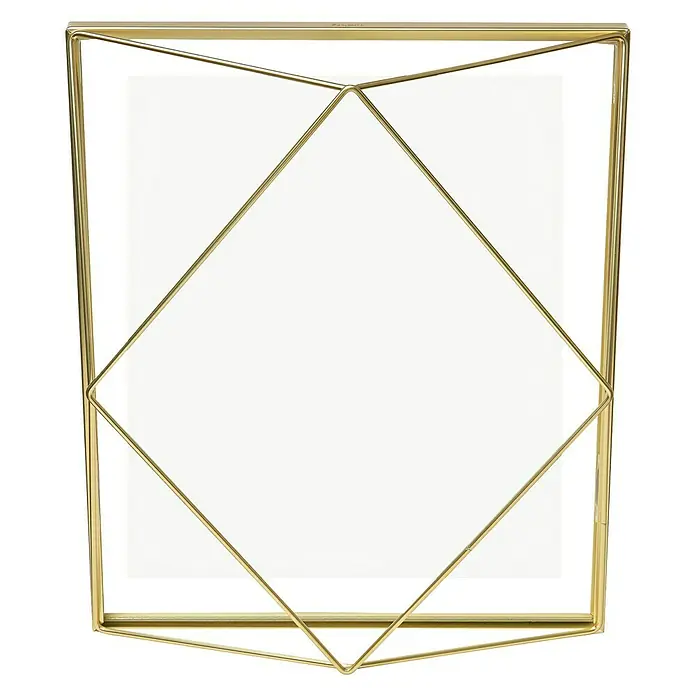 Umbra Bilderrahmen Prisma - 20 x 25 cm, Messing, Glas - Goldener geometrischer Bilderrahmen mit einem modernen und eleganten Design, ideal für stilvolle Dekoration und zur Präsentation besonderer Fotos.