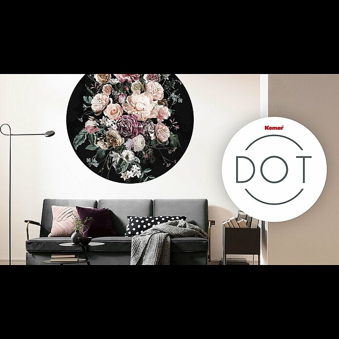 Komar Dots Fototapete rund Flemish Flowers (125 cm, Selbstklebend) | BAUHAUS