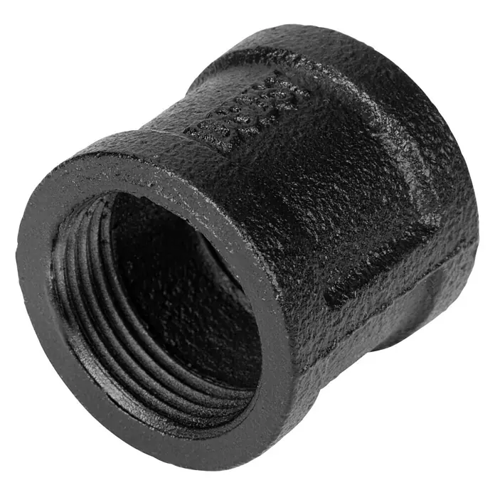 Walteco Rusticline Doppelmuffe Tube - Stahl, Schwarz - Schwarze Muffe aus Eisen für Rohrverbindungen mit Innengewinde. Ideal für robuste Installationen.