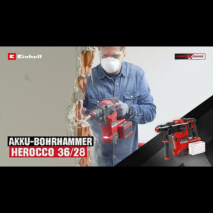 Einhell Power X-Change Akku-Bohrhammer Herocco18 V, Ohne Akku, Leerlaufdrehzahl: 0 U/min - 1.200 U/min, Einzelschlagstärke: 2,2 J Product