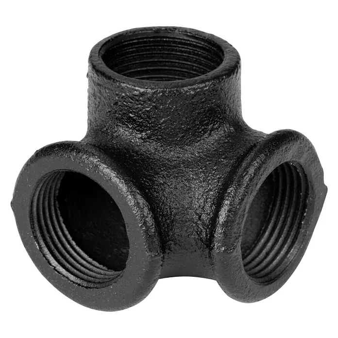 Walteco Rusticline Y-Stück Tube - Stahl, Schwarz - Abbildung eines schwarzen T-Stück-Rohrverbindungsstücks mit Innengewinde. Es ist aus robustem Material gefertigt und für Rohrleitungsanwendungen geeignet.