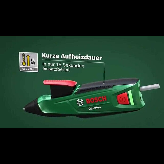 Bosch Akku-Heißklebestift GluePen3,6 V, Li-Ionen, 1,5 Ah, Durchmesser Klebepatrone: 7 mm Product