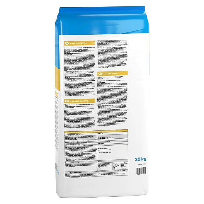 Knauf Flexkleber Extra - 20 kg - Produktbild einer 20 kg Packung Flexkleber Extra, ideal für flexible und dauerhafte Verklebungen im Innen- und Aussenbereich.