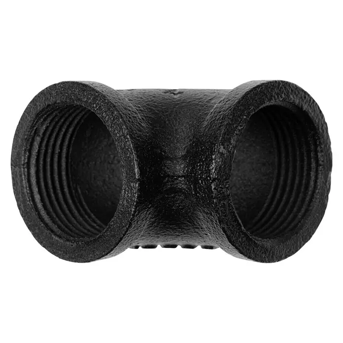 Walteco Rusticline Schraubwinkel Tube - Winkel: 90 °, Stahl, Schwarz, Innengewinde - Schwarzes T-Stück-Rohrdetail mit Innengewinde. Ideal für Sanitär- und Bauanwendungen, robust und langlebig.
