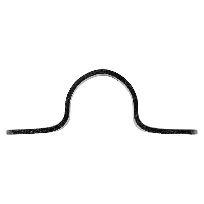 Walteco Rusticline Muffe - Schwarz, Stahl, 4 Stk. - Eine Nahaufnahme einer Rohrschelle, die zur Befestigung von Rohren oder Kabeln verwendet wird. Das Metall ist rau und matt.