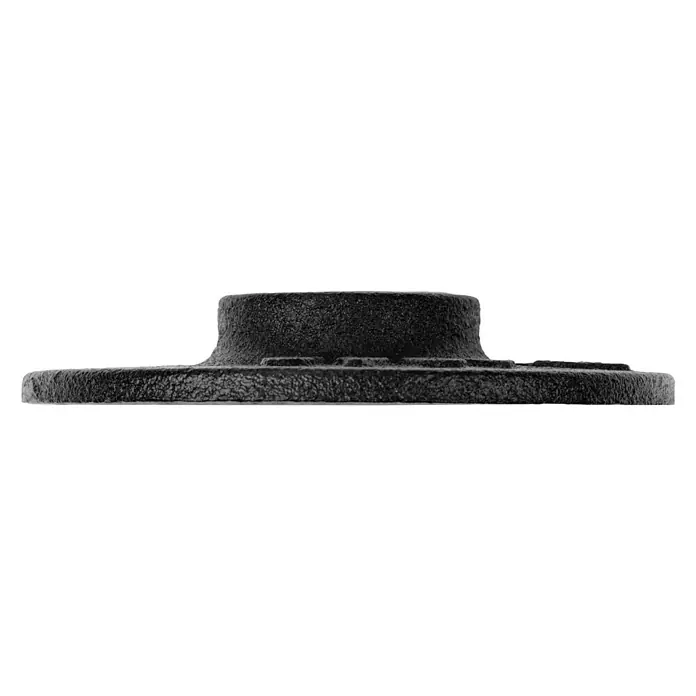 Walteco Rusticline Flanschplatte RT-1 - Durchmesser: 85 mm, Stahl, Schwarz - Nahaufnahme einer schwarzen Gewichtsscheibe, die für Fitness- und Krafttrainingsübungen konzipiert ist. Sie ist robust und langlebig.