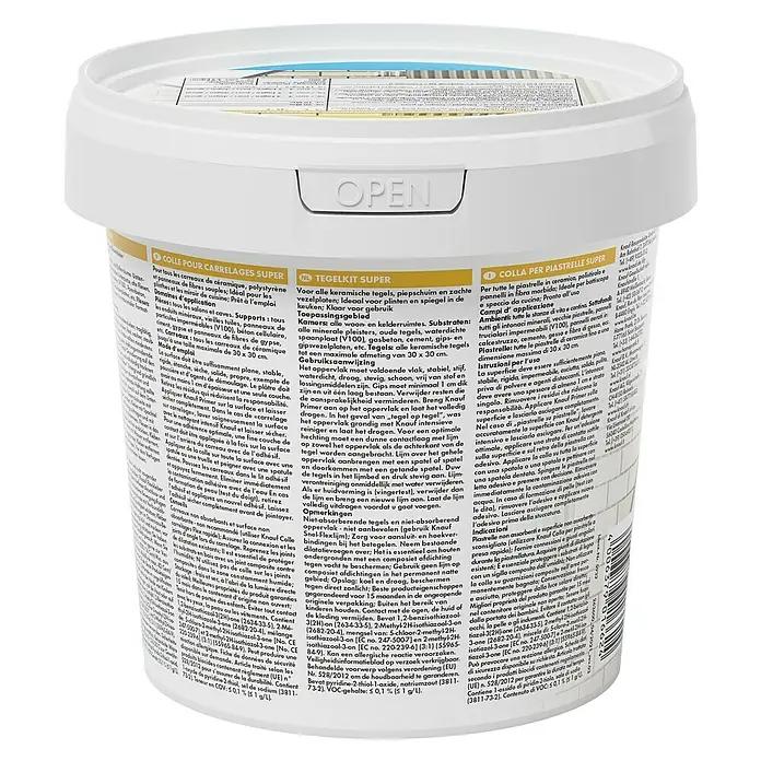Knauf Fliesenkleber Superkleber - 1 kg - Super Tile Adhesive: A bucket of versatile adhesive for ceramic tiles, foam, and fiberboard, ready to use.