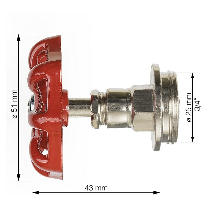 Walteco Rusticline Absperrventil TubeStahl, Silber Sketch