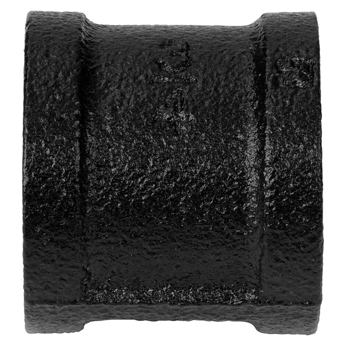 Walteco Rusticline Doppelmuffe Tube - Stahl, Schwarz - Schwarze Rohrverschraubung, ein Kupplungsstück, für die Verbindung von Rohren, ideal für Sanitär- und Heizungsanwendungen, robust und langlebig.