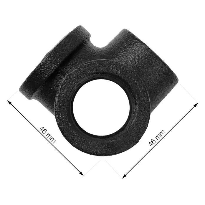 Walteco Rusticline T-Y-Stück Tube - Stahl, Schwarz - Schwarzes Winkelstück aus Gusseisen mit zwei 46-mm-Abmessungen für Sanitär- oder Industrieanwendungen.