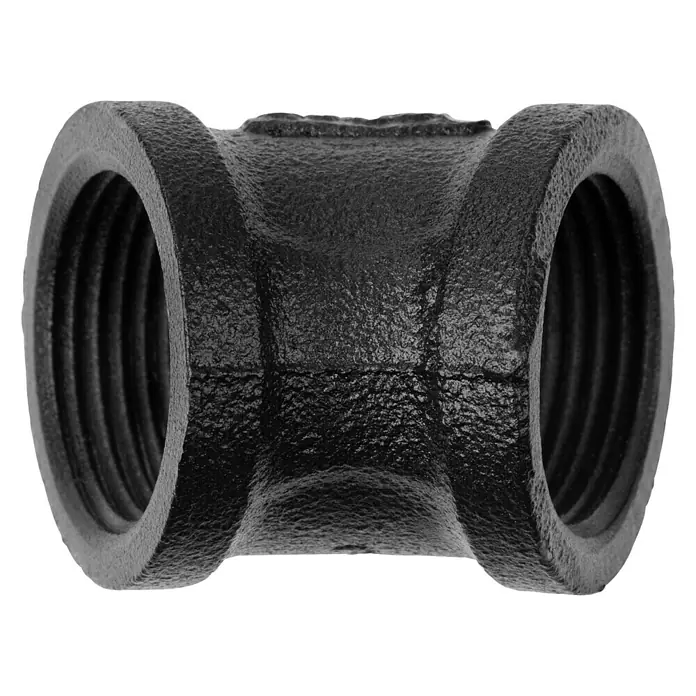 Walteco Rusticline Schraubwinkel Tube - Winkel: 45 °, Stahl, Schwarz, Innengewinde - Schwarzes T-Stück aus Gusseisen mit Innengewinde, ein robustes und langlebiges Verbindungselement für Rohrsysteme.