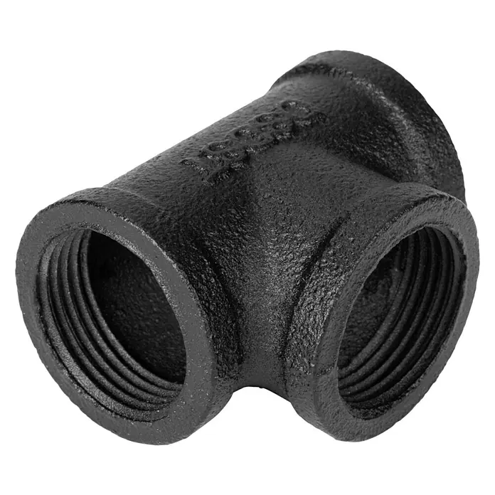 Walteco Rusticline T-Stück Tube - Stahl, Schwarz - Schwarzes T-Stück aus Gusseisen für Rohrverbindungen, ideal für Sanitär- und Heizungsinstallationen. Robust und langlebig.