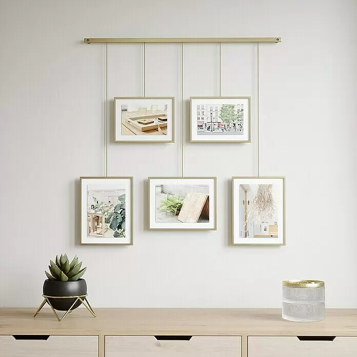 Umbra Bilderrahmen-Set Exhibit - 2 x 10x15 cm, 3 x 13x18 cm, Messing, Metall - Stimmungsaufnahme