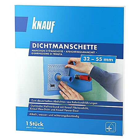 Knauf Dichtmanschette (Durchmesser Loch: 32 mm - 55 mm, 150 x 150 mm)