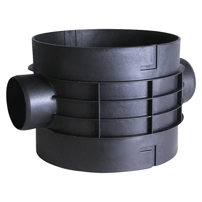 Intewa Zisterne ET-2000-2 - Gesamt Fassungsvermögen: 2.000 l, Schwarz - Schwarzer Inspektionsschacht aus Kunststoff mit seitlichen Anschlüssen, ideal für Abwasserleitungen. Robust und langlebig.