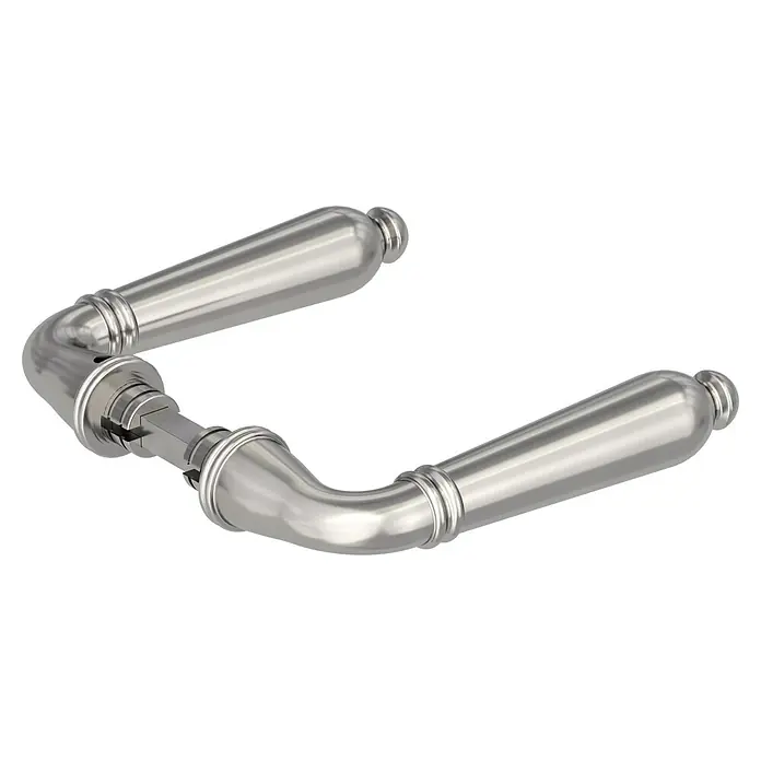 Diamond Doors Classic Zimmertürgarnitur Tucson Griffpaar - Sonstiges, L-Form - Edles Türdrücker-Set in gebürstetem Nickel-Design. Die Hebel sind elegant geformt und passen ideal zu modernen Inneneinrichtungen.