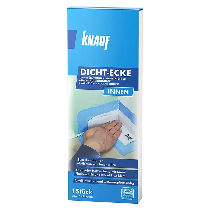 Knauf Dichtecke - Innenecke, 1 Stk. - Produktabbildung einer Knauf Dicht-Ecke, ideal zum dauerhaften Abdichten von Innenecken, alkali-, wasser- und witterungsbeständig.