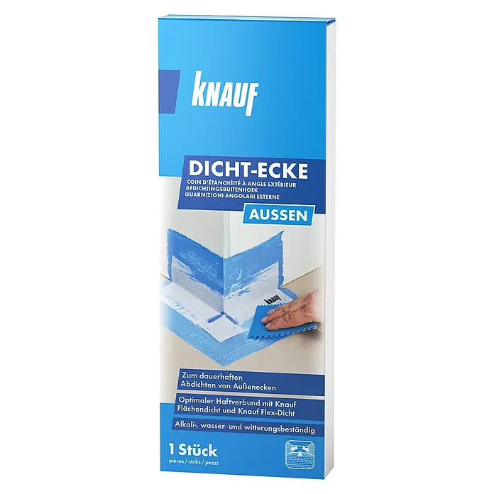 Knauf Dichtecke - Außenecke, 1 Stk. - Produktverpackung Knauf Dicht-Ecke für dauerhaftes Abdichten von Außenecken, optimaler Haftverbund, alkali-, wasser- und witterungsbeständig.