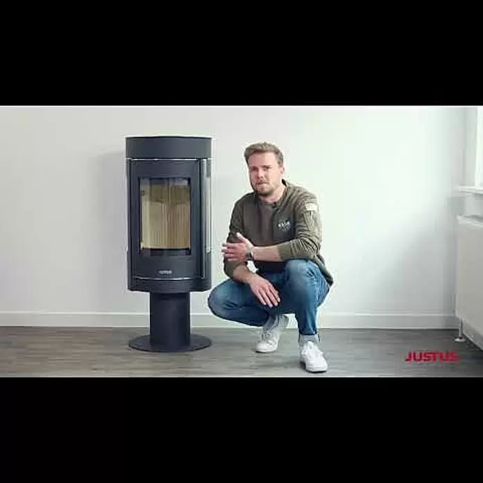 Justus Kaminofen Meva - 5,5 kW, Raumheizvermögen: 88 m³, Farbe Verkleidung: Schwarz, Schwarz - JUSTUS Kaminofen Meva