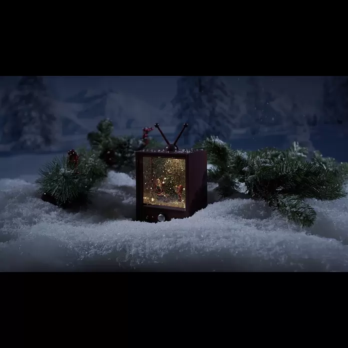 Konstsmide LED-Weihnachtsdekoleuchte Fernseher mit Weihnachtsmann und Kind - 12,5 x 9 x 21,5 cm, Bunt, Braun, Batteriebetrieben, LED - Konstsmide LED-Weihnachtsleuchte Fernseher mit Weihnachtsmann und Kind | BAUHAUS