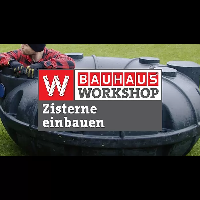 Rewatec Flachtank Neo - Gesamt Fassungsvermögen: 1.500 l, Schwarz, 250 mm hoher Domschacht - BAUHAUS Workshop - Eine Zisterne im Garten einbauen [Anleitung]