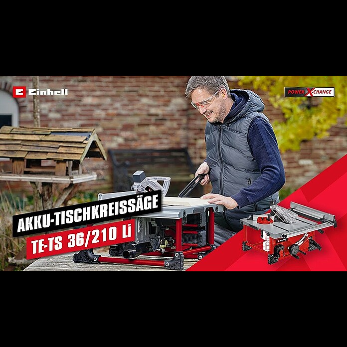 Einhell Power X-Change Akku-Tischkreissäge TE-TS 36/210 Li-Solo36 V, Ohne Akku, Durchmesser Sägeblatt: 210 mm Product