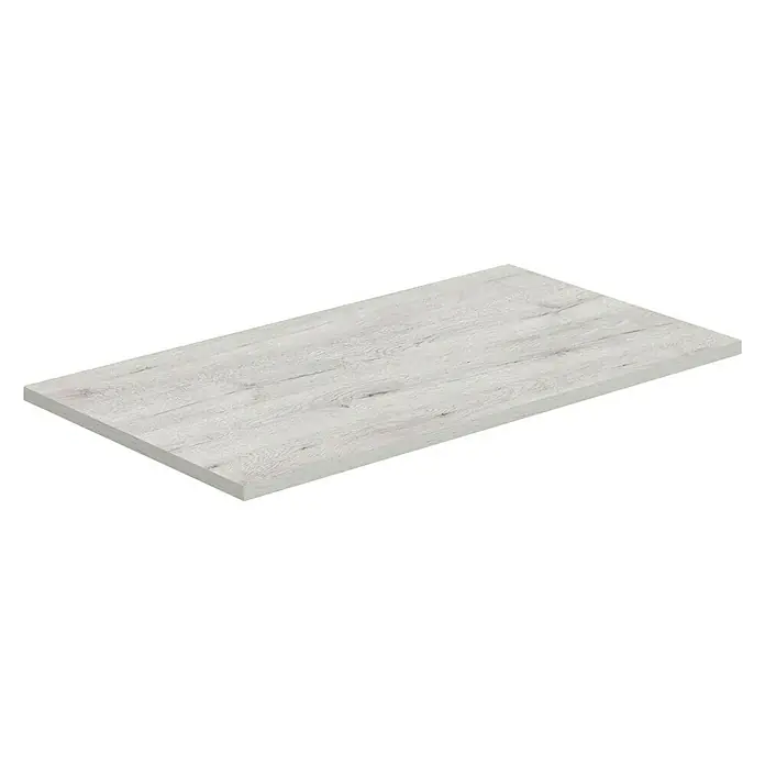 Artysan Encimera para lavabo Cíes - 39,1 x 71 x 1,6 cm, Silver - Vista de una encimera de madera clara con sutiles detalles de vetas. El producto se presenta sobre un fondo negro para resaltarlo.
