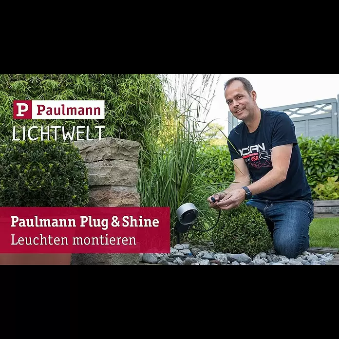 Paulmann Plug & Shine Bodeneinbauleuchten-Basis-Set LED-Bodeneinbauleuchte Floor Eco - 7 x 3 cm, Warmweiß, Silber - Gartenbeleuchtung einfach verlegen und anschließen