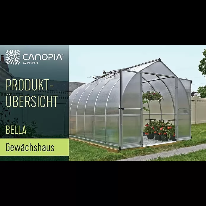 Palram – Canopia Gewächshaus Bella - Außenmaß inkl. Dachüberstand (B x T): 244 x 489 cm, 6 mm, Silber - Palram - Canopia | Bella™ Gewächshaus (DE)