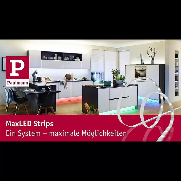 Paulmann MaxLED 500 LED-Band RGBW IP44Länge: 250 cm, Lichtfarbe: RGBW, 30 W, 1.100 lm - MaxLED: Strips für jede Anwendung