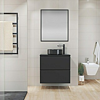 Mueble de lavabo Cíes (L x An x Al: 38,6 x 70 x 64 cm, Negro, Mate)