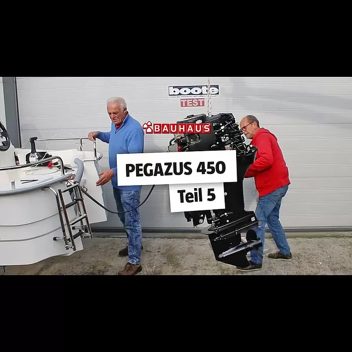 PEGAZUS GFK-Boot 450 Ready to Go 1511 kW, Geeignet für: Max. 5 Personen, CE-Klasse C - Der Motor kommt rein ⚓ BAUHAUS Nautic (Teil 5)