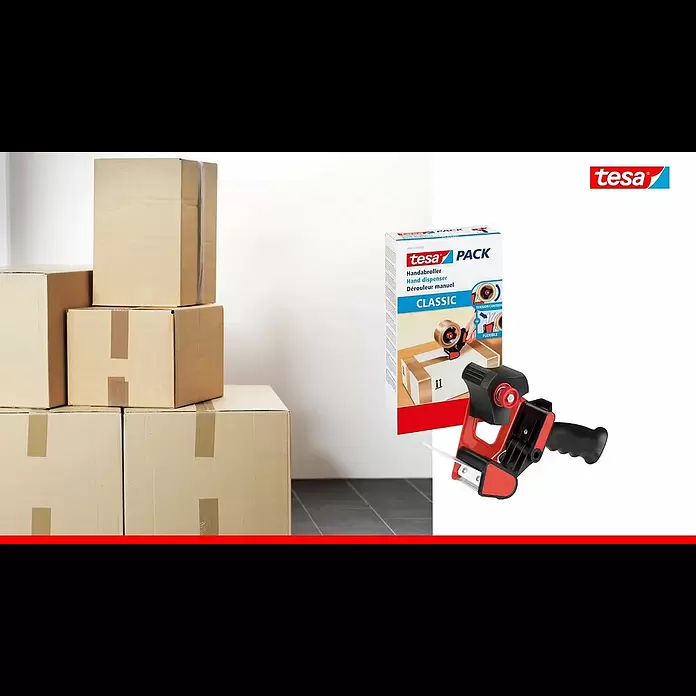 Tesa Pack Handabroller Classic - Geeignet für: Paketklebebänder bis 50 mm Breite - tesapack Paketbandabroller CLASSIC - Pakete und Kartons sicher verschließen