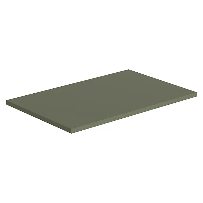 Artysan Encimera para lavabo Cíes - 39,1 x 61 x 1,6 cm, Musgo - Una superficie plana, rectangular y verde oliva, adecuada para exhibidores de productos o fondos. Ideal para fotos minimalistas.