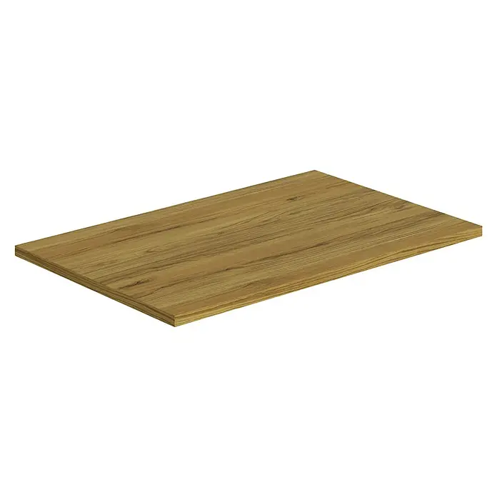 Artysan Encimera para lavabo Cíes - 39,1 x 61 x 1,6 cm, Roble Guadarrama - Primer plano de un tablero de madera rectangular con una veta atractiva, perfecto para muebles o encimeras. El tablero desprende una estética cálida y natural.