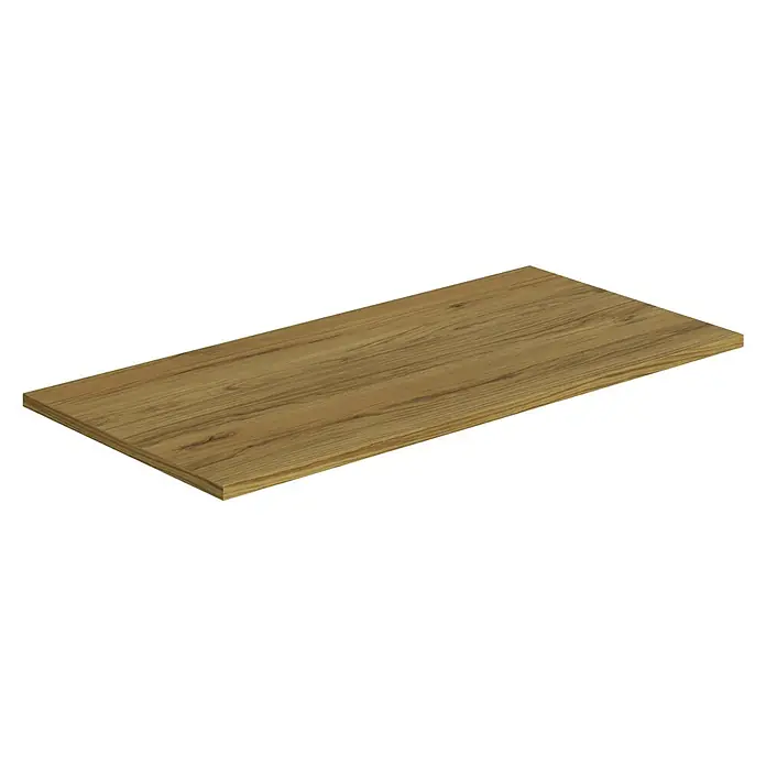Artysan Encimera para lavabo Cíes - 39,1 x 81 x 1,6 cm, Roble Guadarrama - Primer plano de una mesa de madera con una veta de madera natural clara y una superficie lisa, mostrando su material de calidad.