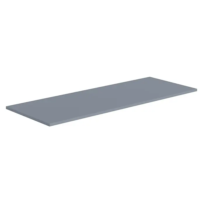 Artysan Encimera para lavabo Toja - 45,7 x 121 x 1,6 cm, Azul - Una losa rectangular gris se muestra en perspectiva, ideal para presentaciones de productos minimalistas o visualizaciones arquitectónicas.