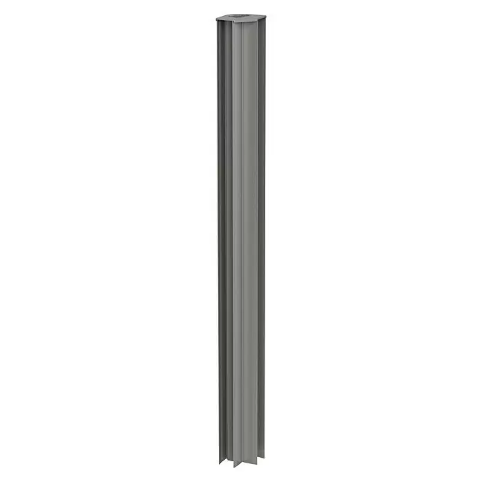 Biohort DaVinci Eckprofil - L x B x H: 7,2 x 7,2 x 91 cm, Quarzgrau Metallic - Hoher, grauer, mehrflächiger Pfosten mit sechseckiger Oberseite, möglicherweise ein Zaunpfahl oder Raumteilerelement.
