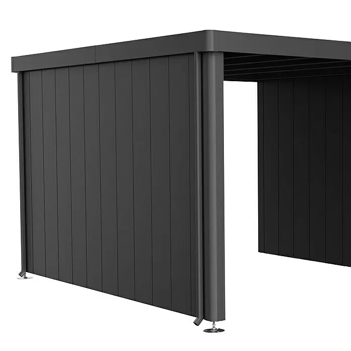 Biohort Neo Seitenwand - Passend für: Biohort Gerätehaus NEO 4A, Dunkelgrau - Dunkelgraue Lamellen-Outdoor-Struktur mit integriertem Entwässerungssystem.