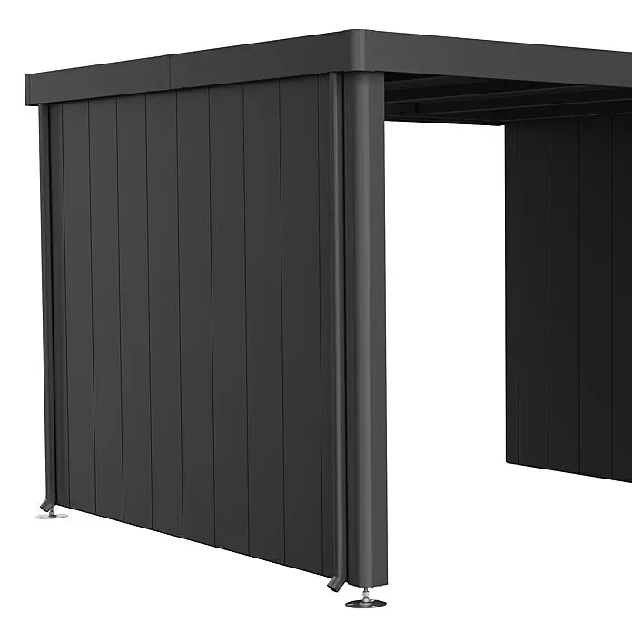 Biohort Neo Seitenwand - Passend für: Biohort Gerätehaus NEO 3A, Dunkelgrau - Dunkelgrauer Metall-Außenpavillon mit Lamellenwänden und verstellbaren Füßen, für Schatten und Privatsphäre.