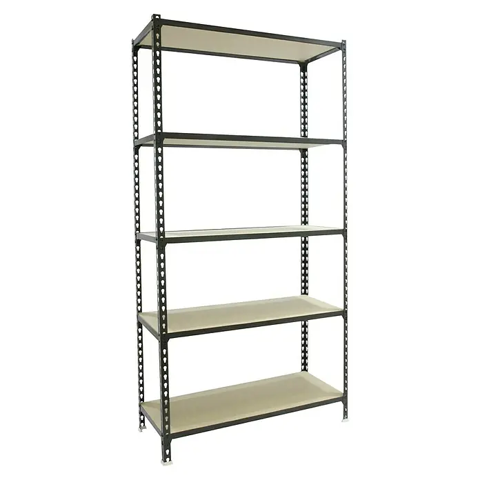Simonrack Maderclick Metallregal Maderclick SuperPlus - H x B x T: 200 x 110 x 50 cm, Traglast pro Boden: 200 kg, Anzahl Böden: 5 Stk., Stecken, Anthrazitgrau - Ein stabiles Regal mit fünf Ebenen und robustem Metallrahmen, ideal für Lagerung und Organisation in Werkstatt oder Keller.