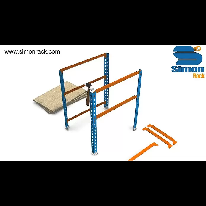Simonrack Maderclick Metallregal Maderclick SuperPlus - H x B x T: 200 x 110 x 50 cm, Traglast pro Boden: 200 kg, Anzahl Böden: 5 Stk., Stecken, Blau/Orange - Montaje Estantería Maderclick (Metal-Madera) 3 Alturas.mov