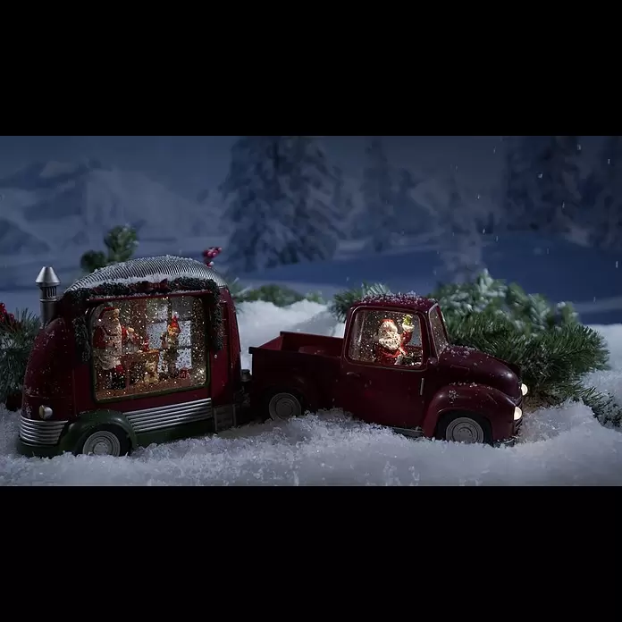 Konstsmide LED-Weihnachtsdekoleuchte Weihnachtsmann mit Pick-up - 12,5 x 30 x 15,5 cm, Rot, Batteriebetrieben, LED - Konstsmide LED-Dekoleuchte Pick-up & Karavan