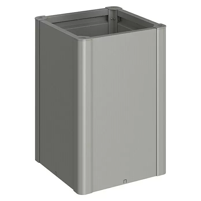 Biohort Belvedere Hochbeet - 53 x 53 x 77 cm, Stahl, Quarzgrau Metallic - Rechteckiger silbergrauer Metall-Pflanzkübel mit abgerundeten Kanten und offener Oberseite.