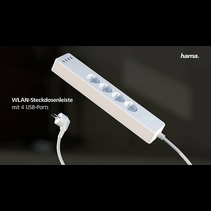 Hama Smart-Steckdosenleiste (Innen, 4-fach, Weiß, 2.300 W, 4 x USB)