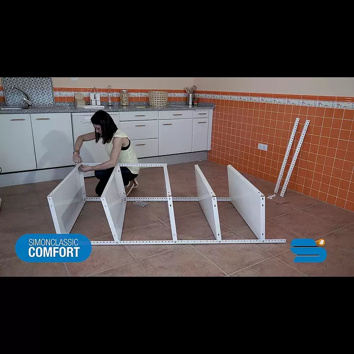 Simonrack Simonhome Metallregal Classic Mini - H x B x T: 160 x 80 x 30 cm, Traglast pro Boden: 100 kg, Anzahl Böden: 4 Stk., Schrauben, Weiß/Weiß - Vídeo de montaje de la estantería metálica Comfort, Simonrack.